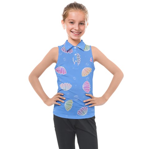 Illustration Seashell Clam Pattern Art Design Kids  Sleeveless Polo Tee by danenraven