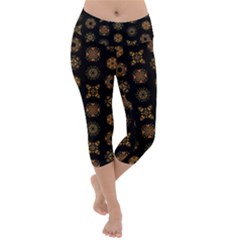 Pattern Mandala Ornate Ornamental Lightweight Velour Capri Yoga Leggings by danenraven
