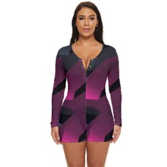 Hexagon Geometric Art Design Long Sleeve Boyleg Swimsuit by danenraven