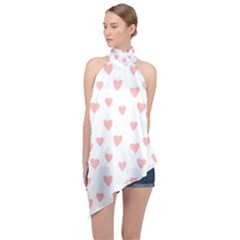 Small Cute Hearts Halter Asymmetric Satin Top by ConteMonfrey