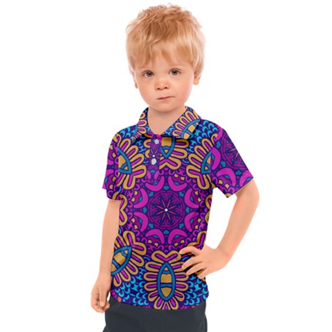 Mandala Fishes Kids  Polo Tee by ConteMonfrey