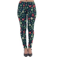 Flowering Branches Seamless Pattern Lightweight Velour Leggings by Zezheshop