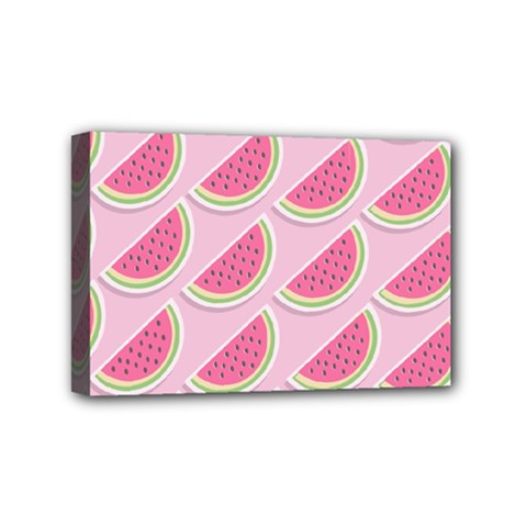 Pink Melon Wayermelon Pattern Food Fruit Melon Mini Canvas 6  X 4  (stretched) by Ravend