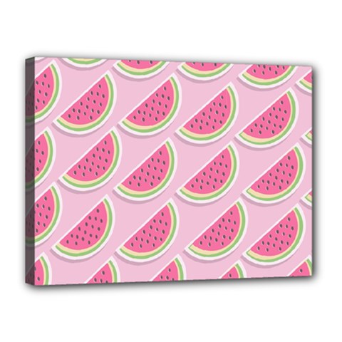 Pink Melon Wayermelon Pattern Food Fruit Melon Canvas 16  X 12  (stretched) by Ravend