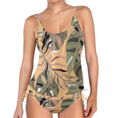 Leaves Monstera Picture Print Pattern Tankini Set by Ravend