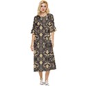 Vintage Batik Art Architecture Pattern Double Cuff Midi Dress View1