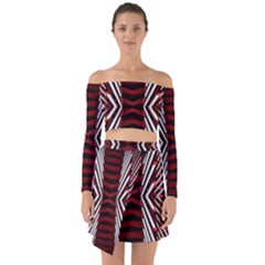 Abstract Pattern Off Shoulder Top With Skirt Set by Ravend