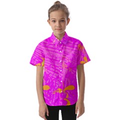 Spring Tropical Floral Palm Bird Kids  Short Sleeve Shirt by Ravend