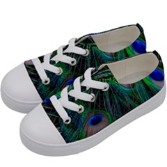 Beautiful Peacock Feathers Kids  Low Top Canvas Sneakers by Ravend