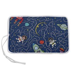 Illustration Cat Space Astronaut Rocket Maze Pen Storage Case (m) by Ravend