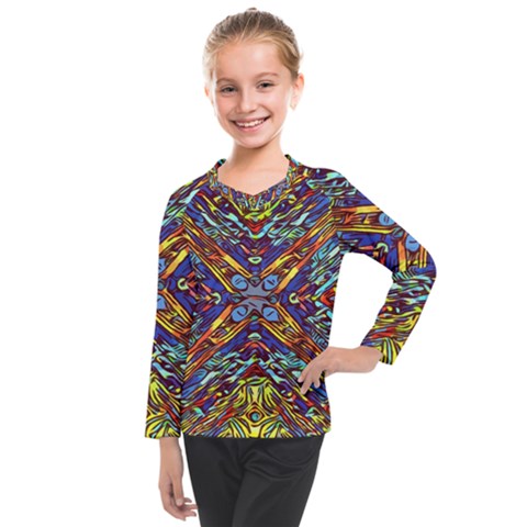 Mosaic Pattern Background Kids  Long Mesh Tee by Ravend