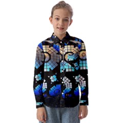Illustration Tech Galaxy Robot Bot Science Kids  Long Sleeve Shirt by danenraven
