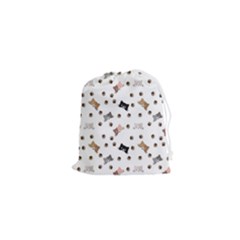 Illustration Cat Paw Background Pattern Cute Drawstring Pouch (xs) by danenraven