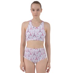 Eiffel Tower Pattern Wallpaper Racer Back Bikini Set by danenraven