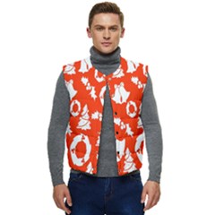 Orange  Card Christmas December Men s Short Button Up Puffer Vest	 by artworkshop