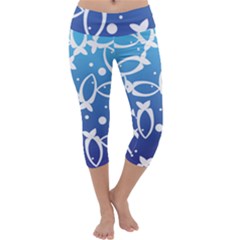 Blue Fish Water Aquarium Capri Yoga Leggings by danenraven