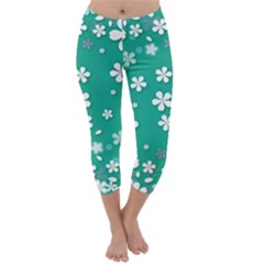 Illustration Background Daisy Flower Floral Capri Winter Leggings  by danenraven