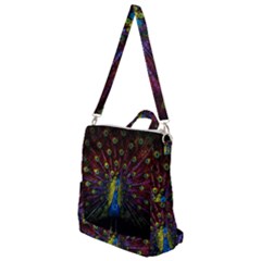 Beautiful Peacock Feather Crossbody Backpack by Jancukart