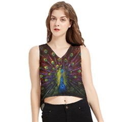 Beautiful Peacock Feather V-neck Cropped Tank Top by Jancukart