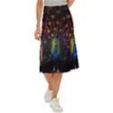 Beautiful Peacock Feather Midi Panel Skirt View1
