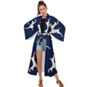 Silver Reindeer Blue Maxi Kimono View1
