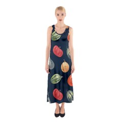 Vintage Vegetables  Sleeveless Maxi Dress by ConteMonfreyShop