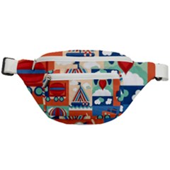 Toy Transport Cartoon Seamless-pattern-with-airplane-aerostat-sail Yacht Vector Illustration Fanny Pack by Jancukart