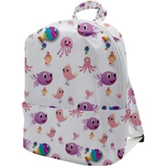 Fish Squid Bird Jellyfish Chicken Zip Up Backpack by Wegoenart