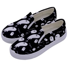 Ghost Background Halloween Kids  Canvas Slip Ons by Wegoenart
