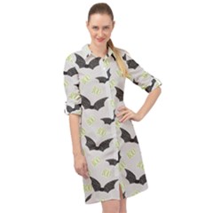 Boo! Bat Rain - Halloween Decor  Long Sleeve Mini Shirt Dress by ConteMonfrey