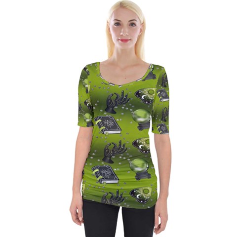 Ocultism Wicca Real Witch Halloween  Wide Neckline Tee by ConteMonfrey