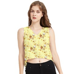 Ice Cream Cone Dessert V-neck Cropped Tank Top by Wegoenart