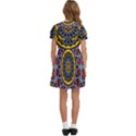 Kaleidoscope Mandala Colorful Kids  Bow Tie Puff Sleeve Dress View4