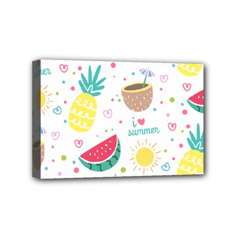 Pineapple And Watermelon Summer Fruit Mini Canvas 6  X 4  (stretched) by Jancukart