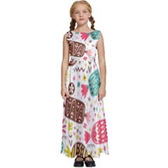 Candy Background Cartoon Kids  Satin Sleeveless Maxi Dress by Jancukart