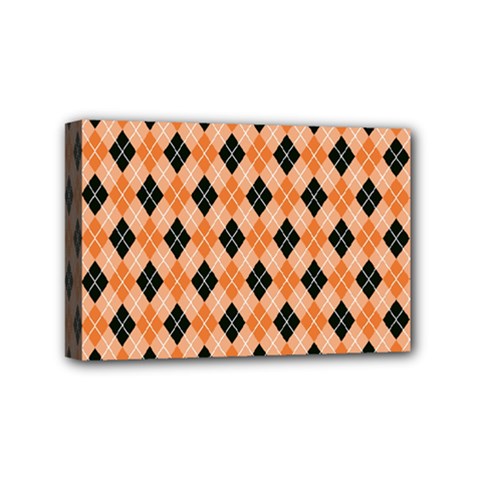 Halloween Inspired Black Orange Diagonal Plaids Mini Canvas 6  X 4  (stretched) by ConteMonfrey