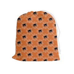 Halloween Black Orange Spiders Drawstring Pouch (xl) by ConteMonfrey