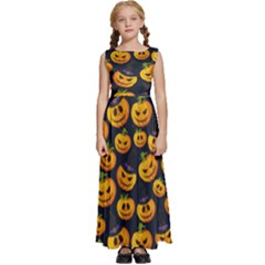 Jack O Lantern  Kids  Satin Sleeveless Maxi Dress by ConteMonfrey