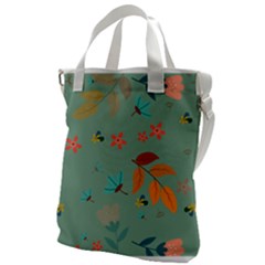 Background Flower Plant Leaves Canvas Messenger Bag by Ravend