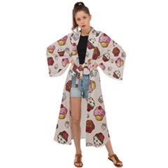 Cake Cupcake Sweet Dessert Food Maxi Kimono by Ravend