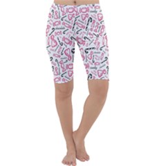 Candy Pink Black-cute Sweat Cropped Leggings  by Ravend