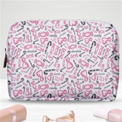 Candy Pink Black-cute Sweat Make Up Pouch (medium) by Ravend