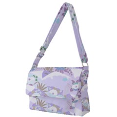 Purple Japanese Pattern Texture Violet Textile Full Print Messenger Bag (l) by danenraven