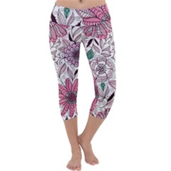 National Wind Flower Knitting Pattern Flower Symmetry Capri Yoga Leggings by danenraven