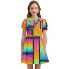 Background Colorful Abstract Kids  Bow Tie Puff Sleeve Dress by Wegoenart