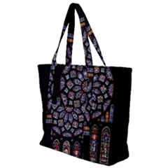 Chartres Cathedral Notre Dame De Paris Amiens Cath Stained Glass Zip Up Canvas Bag by Wegoenart