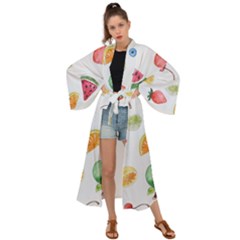 Fruit Summer Vitamin Watercolor Maxi Kimono by Wegoenart