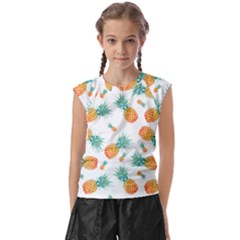 Pineapple Background Pattern Fruit Kids  Raglan Cap Sleeve Tee by Wegoenart