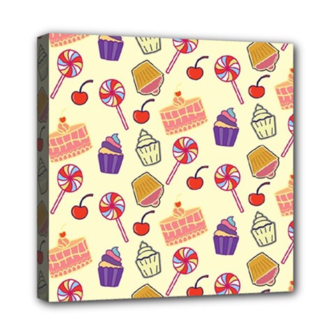 Cupcake Pattern Lollipop Mini Canvas 8  X 8  (stretched) by Wegoenart
