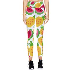 Watermelon Pattern Fruit Summer Pocket Leggings  by Wegoenart